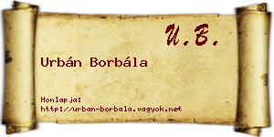 Urbán Borbála névjegykártya